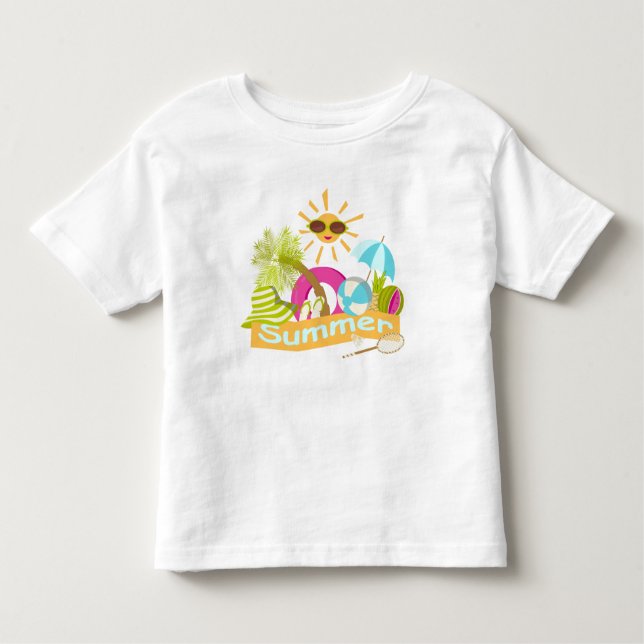 Summer beach vacation smiling sun in sunglasses toddler T-Shirt (Front)