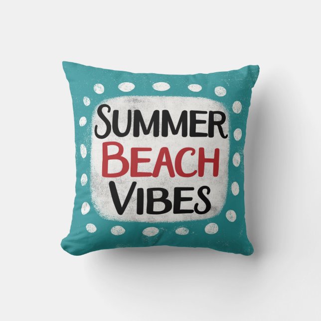 Summer Beach Vibes Throw Pillow (Front)