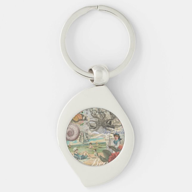 summer beach vintage octopus antique sailing key ring (Front)