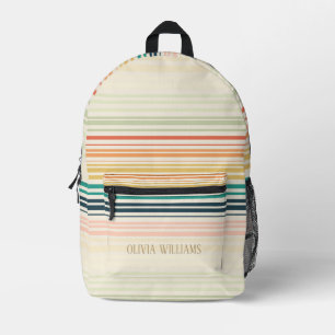 Summer Beach Vintage Stripes Printed Backpack
