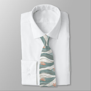 Summer Beach Wave Pattern Tie