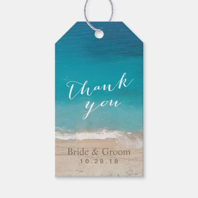 Summer Beach Wedding Favour Thank You Gift Tags (Front)