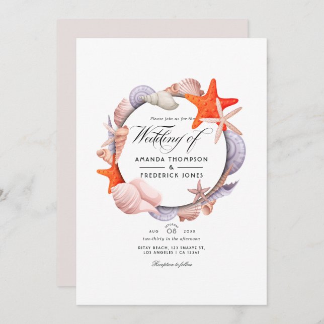 Summer Beach Wedding Invitation (Front/Back)