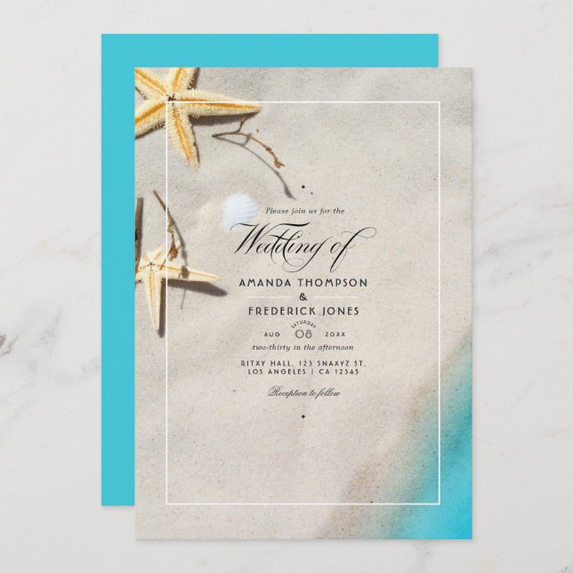 Summer Beach Wedding Invitation (Front/Back)