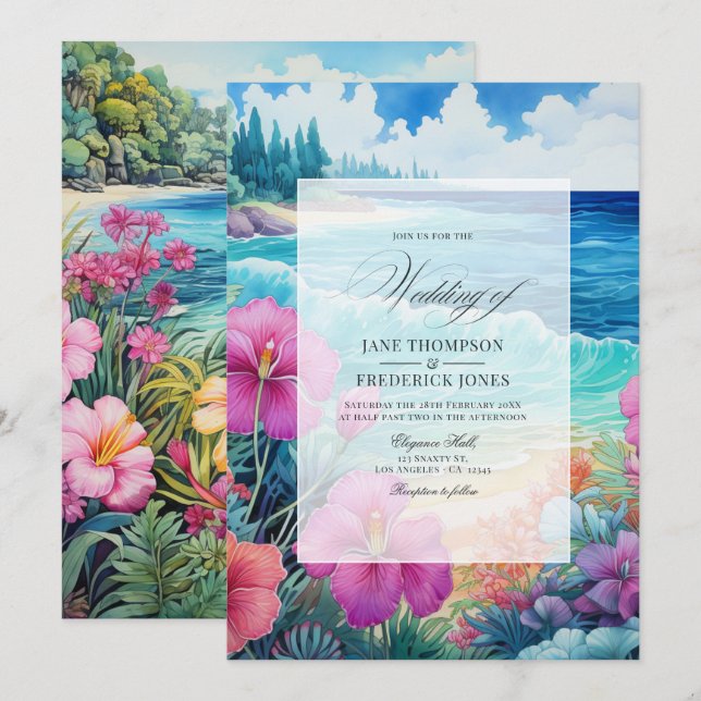 Summer Beach Wedding Invitation (Front/Back)