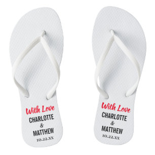 Summer Beach Wedding Modern Typography Jandals