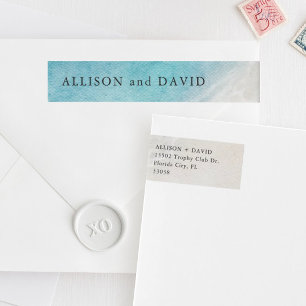 Summer Beach Wedding Return Address Wrap Around Label