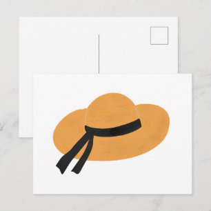 Summer Beach Wide Brim Straw Hat Gift Postcard