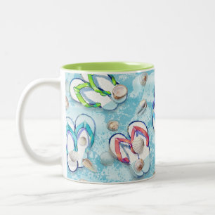 Summer Beachcomber Seashells Two-Tone Coffee Mug