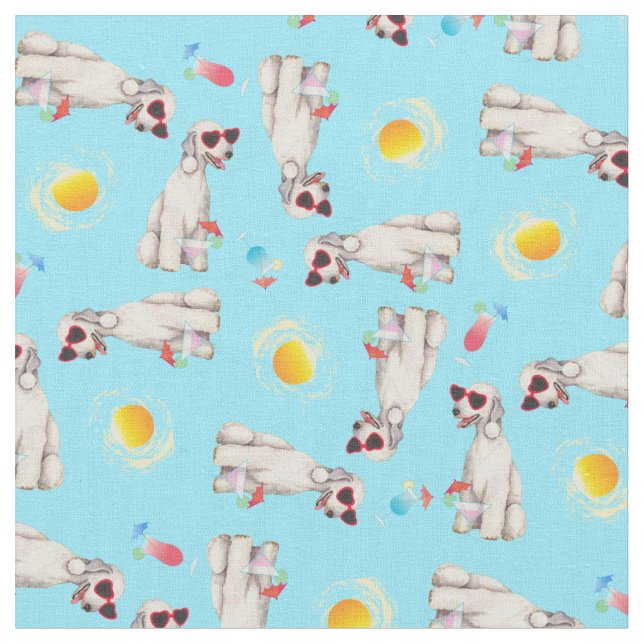 Summer Bedlington Terrier Fabric (Close Up)