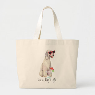Summer Bedlington Terrier Large Tote Bag