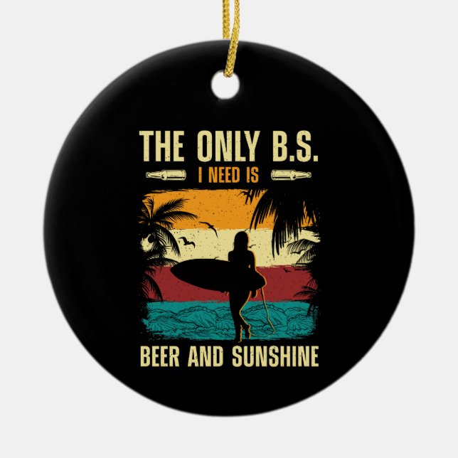 Summer Beer and Sunshine  Ceramic Tree Decoration (Front)