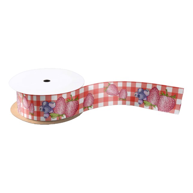 Summer Berries Barn Red Gingham Satin Ribbon (Spool)