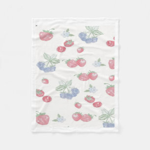 Summer Berries Cute Fruit Sticker Fleece Blanket