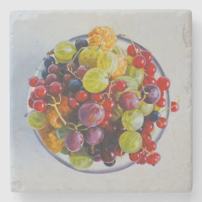 Summer Berries from hyperrealism oil painting Stone Coaster (Front)