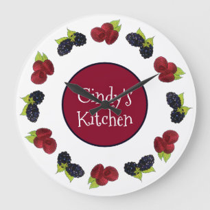 Summer Berries Raspberry Blackberry Berry Fruit Large Clock