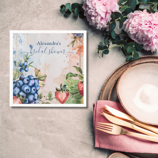 Summer Berry Sweet Strawberry Bridal Shower  Napkin (Creator Uploaded)