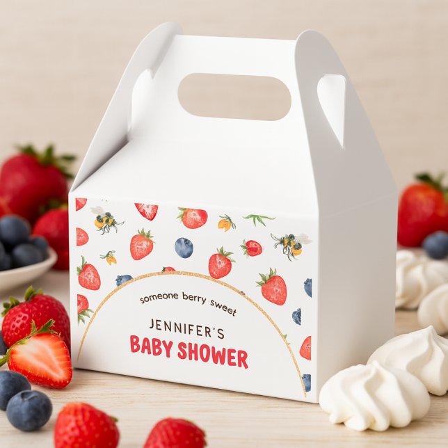 Summer Berry Sweet Watercolor Baby Shower Favour Box (Summer Berry Sweet Watercolor Baby Shower Favor Boxes)