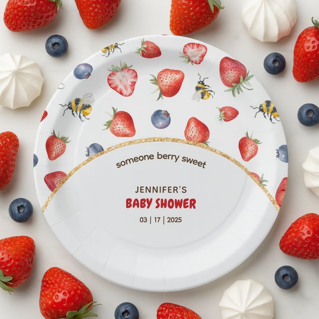 Summer Berry Sweet Watercolor Baby Shower Paper Plate (Summer Berry Sweet Watercolor Baby Shower Paper Plates)