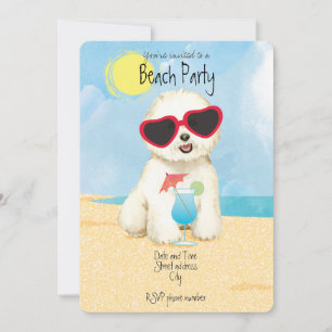 Summer Bichon Frise Beach Party Invitation