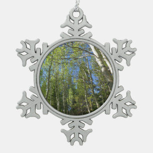 Summer Birch Trees at Rocky Mountain Snowflake Pewter Christmas Ornament