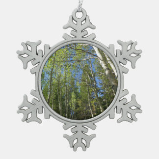 Summer Birch Trees at Rocky Mountain Snowflake Pewter Christmas Ornament