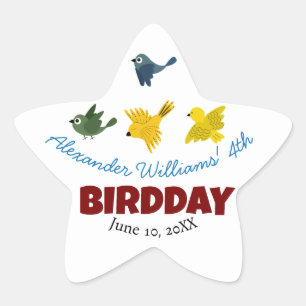 Summer Bird Illustration Kid's Birthday Party  Star Sticker