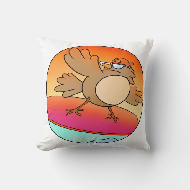 Summer Bird Surfer Cushion (Front)