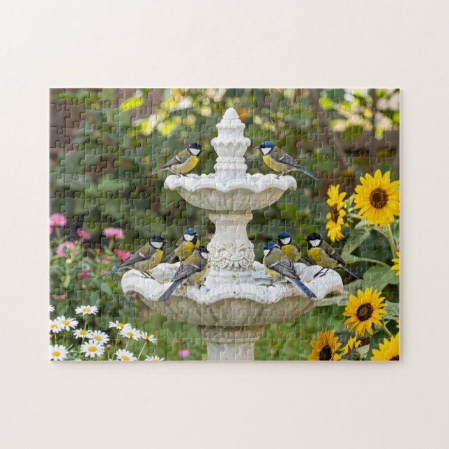 Summer Birdbath Garden Jigsaw Puzzle (Horizontal)
