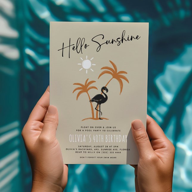 Summer Birthday Celebrations Flamingo Invitation (Creator Uploaded)
