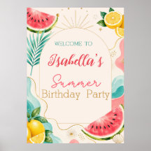Summer Birthday Party Welcome Sign