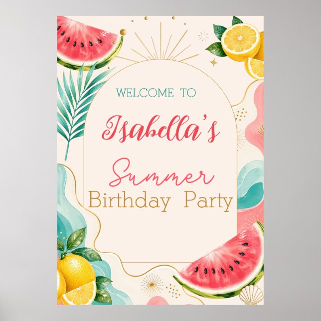 Summer Birthday Party Welcome Sign (Front)