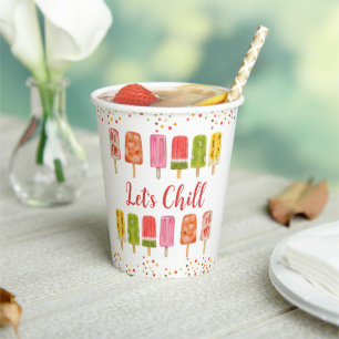 Summer Birthday Popsicle ice cream Birthday party Paper Cups