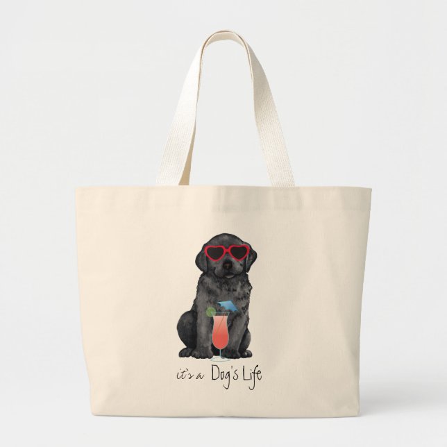 Summer Black Lab Large Tote Bag (Front)