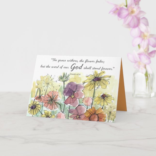 Summer Blessings Isaiah Scripture Garden Flowers Card (Orchid)