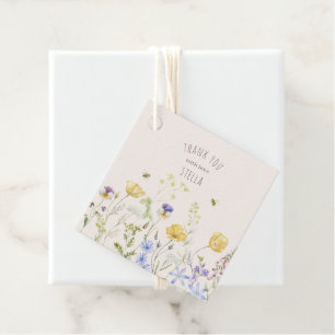 Summer Bliss, wildflowers, rustic, watercolor,  Favour Tags