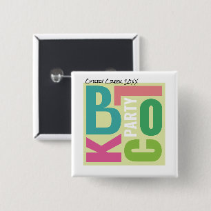 Summer Block Party Retro Type Neighbourhood Event 15 Cm Square Badge