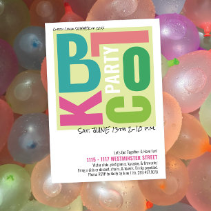 Summer Block Party Retro Type Neighbourhood Event Invitation