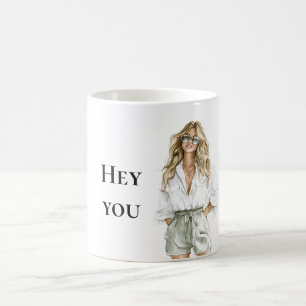 Summer Blonde Lady Hey You Quote Coffee Mug
