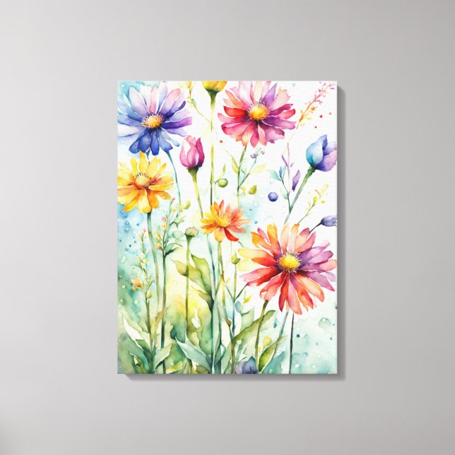  Summer Bloom - A Watercolor Delight Canvas Print (Front)
