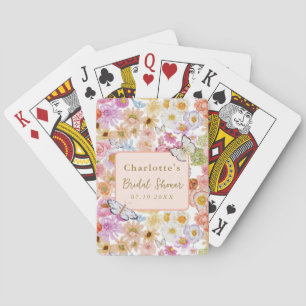 Summer Bloom Floral Butterfly Bridal Shower Custom Playing Cards