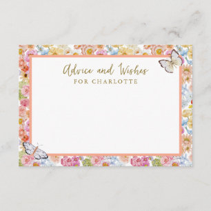 Summer Bloom Floral Butterfly Shower Advice Card