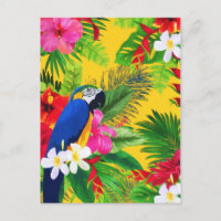 Summer Bloom Tropical Toucan Leaves Watercolor