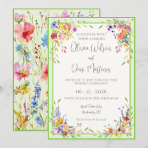 Summer Blooms Floral Wedding Invitation