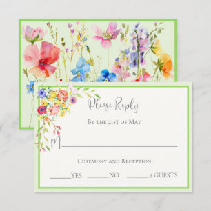 Summer Blooms Floral Wedding RSVP Card
