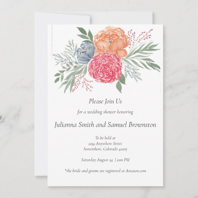 Summer Blooms Modern Floral Invitation (Front)