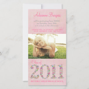 Summer Blossoms Class of 2011 Graduation PhotoCard Announcement