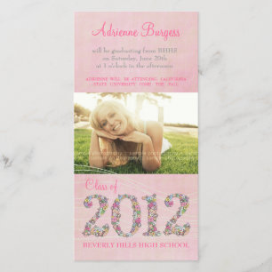 Summer Blossoms Class of 2012 Graduation PhotoCard Announcement