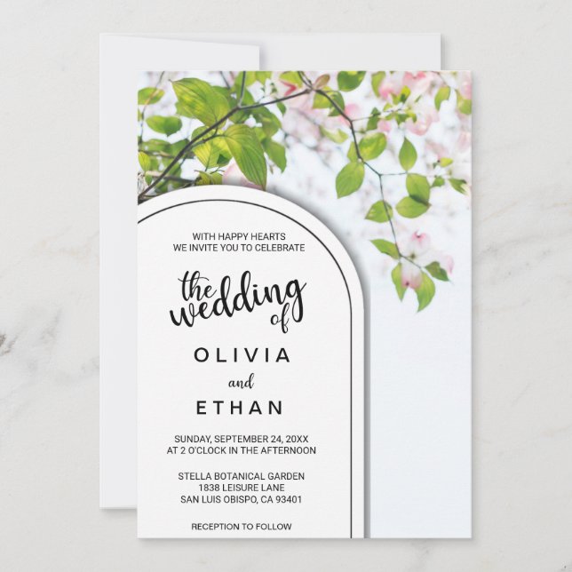 Summer blossoms green floral Wedding Invitation (Front)