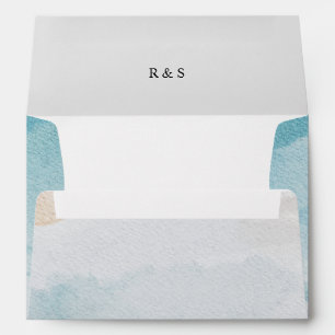 Summer Blue Beach Wedding Envelope